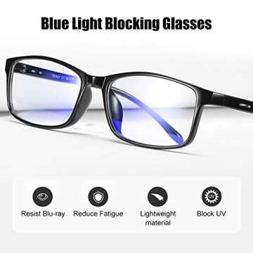 SCOBUTY Blue Light Blocking Glasses,Computer Reading Glasses, Blue Light Filter, UV Digital Eye Strain Anti-Blue Light Lenses for Deep Sleep and Relaxation,Men & Women (Black)