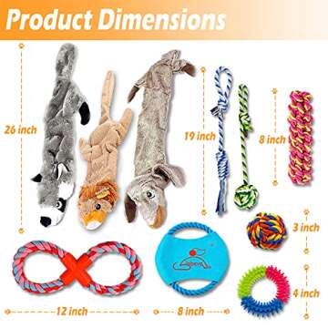 Lobeve Dog Toys Gift Set,Variety No Stuffing Squeaky Plush Toy and Rope Chew Toys for Medium to Small Doggie