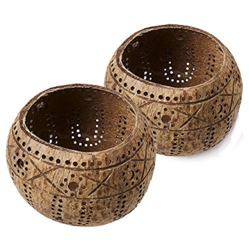 QTMY Eco-Friendly Coconut Candle Holders for Tealights | Handcrafted Style