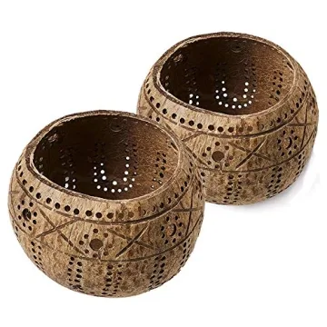 QTMY Eco-Friendly Coconut Candle Holders for Tealights | Handcrafted Style