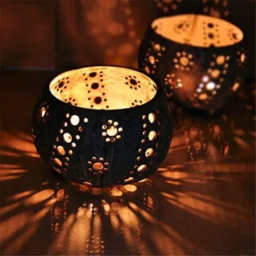 QTMY Eco-Friendly Coconut Candle Holders for Tealights | Handcrafted Style