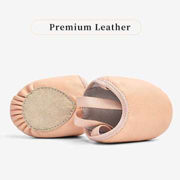 STELLE Leather Pirouette Dance Half Sole Shoes for Ballet & Jazz (Ballet Pink, Sizes 7.5-8.5)