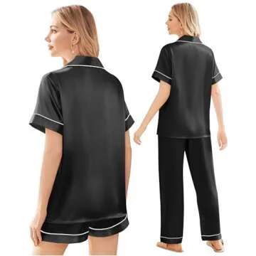 Luxurious Ekouaer 3-Piece Silk Satin Pajama Set For Women