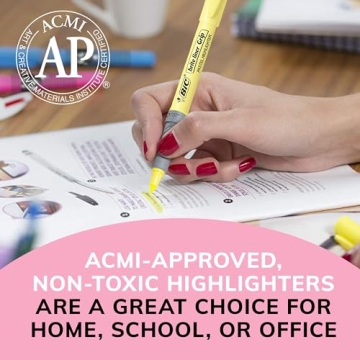 BIC Brite Liner Grip Pastel Highlighters Set - 12 Soft & Durable