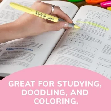 BIC Brite Liner Grip Pastel Highlighters Set - 12 Soft & Durable