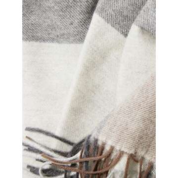 State Cashmere Multicolored Striped Home Throw Blanket with Decorative Fringe 100% Pure Cashmere Ult...