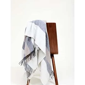 State Cashmere Multicolored Striped Home Throw Blanket with Decorative Fringe 100% Pure Cashmere Ultra Soft Accent Blanket for Couch, Sofa & Bed (Grey/Black/Brown, 70"x50")