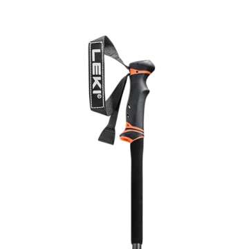 LEKI Helicon Lite Aluminum Adjustable Lightweight Ski Poles for Backcountry Skiing & Snowboarding - Dark Anthracite-Neonorange-Black - 110-145 cm