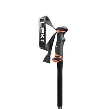 LEKI Helicon Lite Aluminum Adjustable Lightweight Ski Poles for Backcountry Skiing & Snowboarding - Dark Anthracite-Neonorange-Black - 110-145 cm