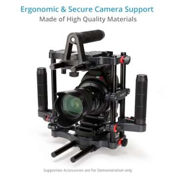 Filmcity Power DSLR Camera Cage for DSLR DSLM Cameras Only. Adjustable Handles & 15mm Rod Adapter. T...