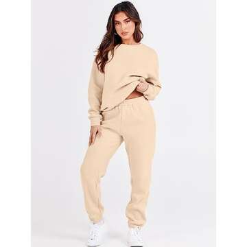 ANRABESS Women's Two Piece Outfits Lounge Set Long Sleeve Crewneck Sweatshirt Jogger Pants Tracksuit Sweatsuit 2024 Fall Sets