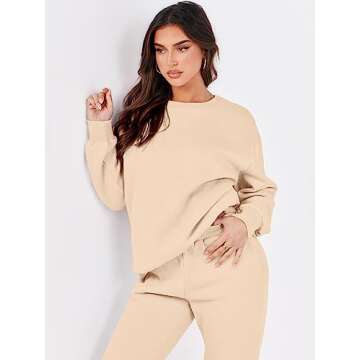 ANRABESS Women's Two Piece Outfits Lounge Set Long Sleeve Crewneck Sweatshirt Jogger Pants Tracksuit Sweatsuit 2024 Fall Sets