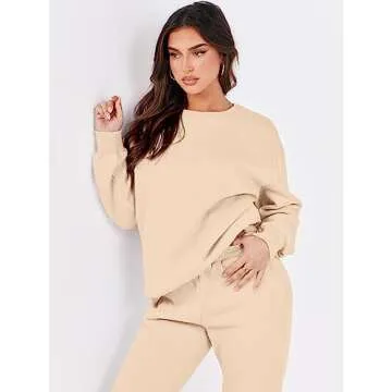 ANRABESS Women's Two Piece Outfits Lounge Set Long Sleeve Crewneck Sweatshirt Jogger Pants Tracksuit Sweatsuit 2024 Fall Sets
