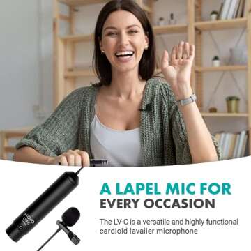 Movo LV4-C Cardioid XLR Lavalier Microphone Phantom Power with Metal Lapel Clip and Windscreen Acces...