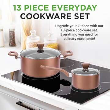 NutriChef 13-Piece Nonstick Kitchen Cookware Set - Perfect for All Cooking Needs