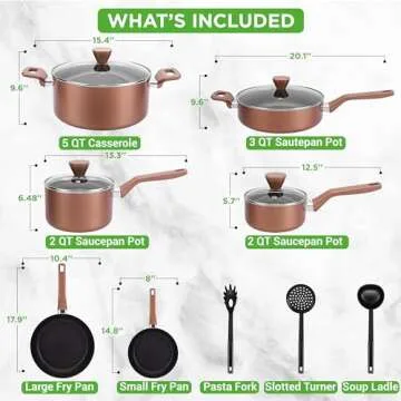 NutriChef 13-Piece Nonstick Cookware Set  Ideal for All Cooking