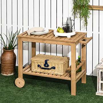 Stylish Outsunny Outdoor Bar Cart for Garden & Dining Room