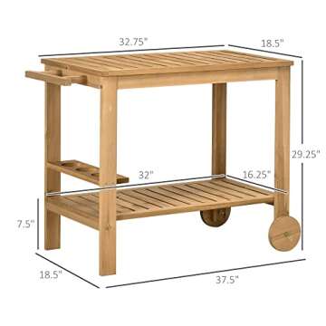 Stylish Outsunny Outdoor Bar Cart for Garden & Dining Room