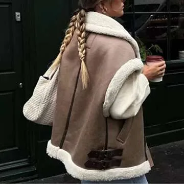 APAFES Womens Winter Fur Suede Vest Stand Collar Sleeveless Fleece Shearling Jacket Coat(548-Brown-M)