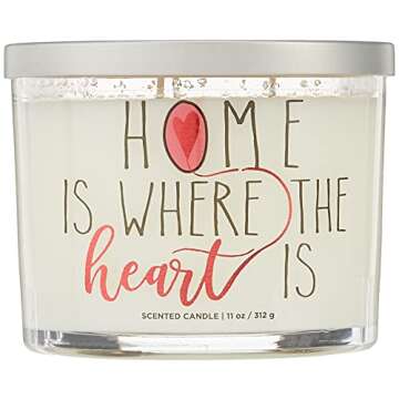 Aromascape PT41417 "Home is Where the Heart Is" 3-Wick Scented Candle (Brown Sugar Pecan, Cinnamon Bark, and Nutmeg), 11-Ounce , White