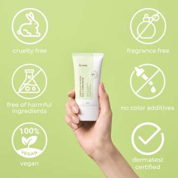 IUNIK Centella Calming Moisture Daily Sunscreen SPF 50+ PA++++ Matte & No White Cast Centella Asiatica Dry Oily Sensitive Vegan Korean Skincare - Pack of 2