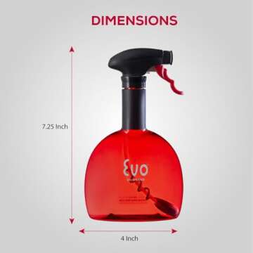 Evo Oil Sprayer Bottle, Non-Aerosol for Olive Oil and Cooking Oils, Red Classic, 18-ounce Capacity