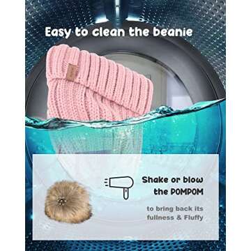 FURTALK Kids Winter Hat Toddler Knitted Pom Beanie Hat Cotton Lined Faux Fur Pom Pom Cap Baby Girls Boys Beanies