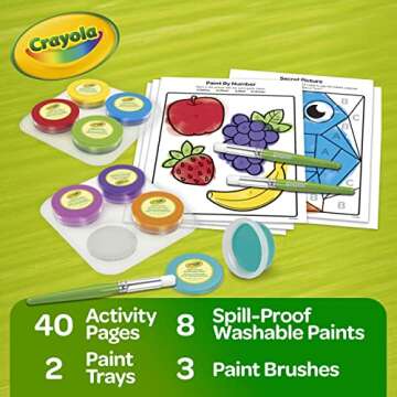 Crayola Spill Proof Paint Set (8ct), Washable Toddler Paint Kit, Includes Brushes, Pots, Activity Pages, Toddler Gift, Ages 3+