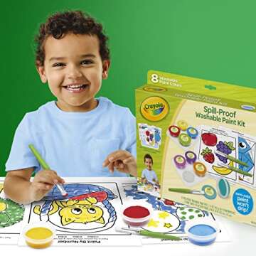 Crayola Spill Proof Paint Set (8ct), Washable Toddler Paint Kit, Includes Brushes, Pots, Activity Pages, Toddler Gift, Ages 3+