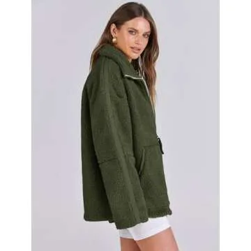 ANRABESS Womens Fleece Jacket Oversized Zip Up Sherpa Fuzzy Casual Coats Winter Fall Outerwear 2024 Clothes with Pockets Large