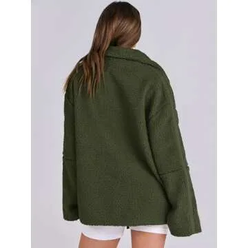 ANRABESS Womens Fleece Jacket Oversized Zip Up Sherpa Fuzzy Casual Coats Winter Fall Outerwear 2024 Clothes with Pockets Large