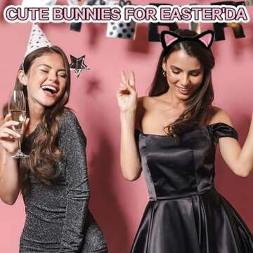 COMNICO Cat Ears Headbands, Plush Soft Cute Washing Face Head band Fuzzy Kitten Makeup Hair Headbands for Mask Skincare Spa Yoga Halloween Parties Cosplay (Black)