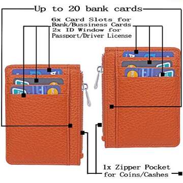 Cowhide Leather Wallet Vintage Slim RFID Blocking Minimalist Credit Card Holder Wallets for Men and ...