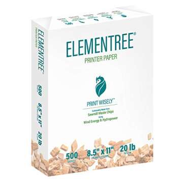 Elementree Sustainable Printer Paper Case - 2500 Sheets of Eco-Friendly 8.5 x 11 White Printing Pape...