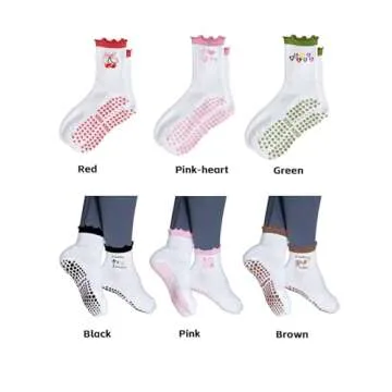 Puedizux Women Grip Yoga Socks Cute Ruffle Design