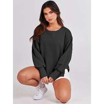 ANRABESS Women's Oversized Slit Sweatshirt for Fall Fashion