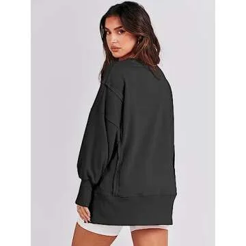 ANRABESS Women's Oversized Slit Sweatshirt for Fall Fashion