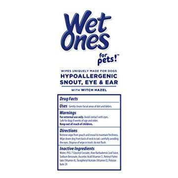 Wet Ones for Pets Extra Gentle Hypoallergenic Dog Wipes with Witch Hazel for Snout, Eye, Ear | Fragrance-Free for All Dogs with Wet Lock Seal | 30 Ct Pouch