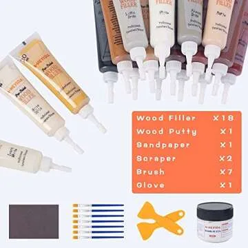 Wood Furniture Repair Kit - 18 Colors Wood Filler Hardwood Laminate Vinyl Floor Repair Kit Wood Putt...
