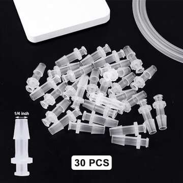 30pcs Luer Lock Adapter, Clear Female Luer Lock 1/4 Luer Lock Connector Kit Luer Connector