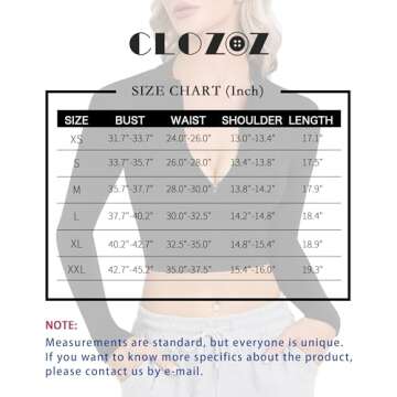 CLOZOZ Women's Long Sleeve Zip Up Crop Tops Fashion