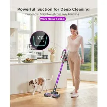 Cordless Stick Vacuum Cleaner - 550W Powerful Cordless Vacuum with HEPA Filter, Up to 50min Runtime ...