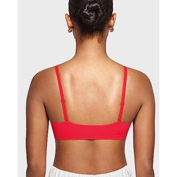 INLYRIC Women's Inbarely Bralettes Cami Bras No Underwire Wireless Seamless Unlined Comfort Sports Bra Bright Red Large