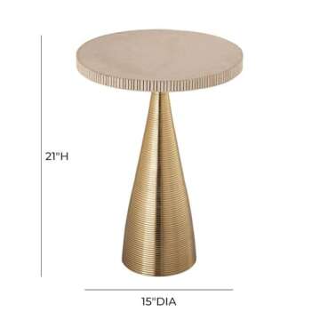 Tov Furniture Celeste 15" Wide Gold and Pale Satin Ribbed Round Side Table