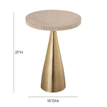 Tov Furniture Celeste 15" Wide Gold and Pale Satin Ribbed Round Side Table