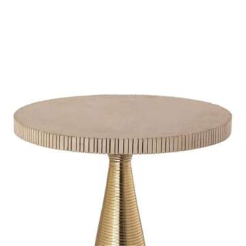 Tov Furniture Celeste 15" Wide Gold and Pale Satin Ribbed Round Side Table