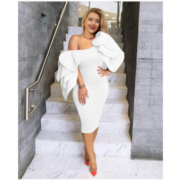 Elegant Ruffle Off The Shoulder Cocktail Dress