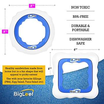 Uncrustable Sandwich Cutter, Uncrustable Maker, Crustless PB&J Sandwich Bread Cutter and Sealer, Safe For Kids, Kids Lunch Accessories, Easy To Use, Dishwasher Safe, Round & Square