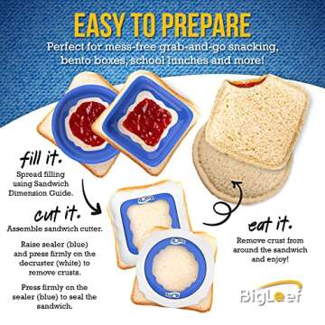 Uncrustable Sandwich Cutter, Uncrustable Maker, Crustless PB&J Sandwich Bread Cutter and Sealer, Safe For Kids, Kids Lunch Accessories, Easy To Use, Dishwasher Safe, Round & Square
