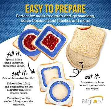 Uncrustable Sandwich Cutter, Uncrustable Maker, Crustless PB&J Sandwich Bread Cutter and Sealer, Safe For Kids, Kids Lunch Accessories, Easy To Use, Dishwasher Safe, Round & Square
